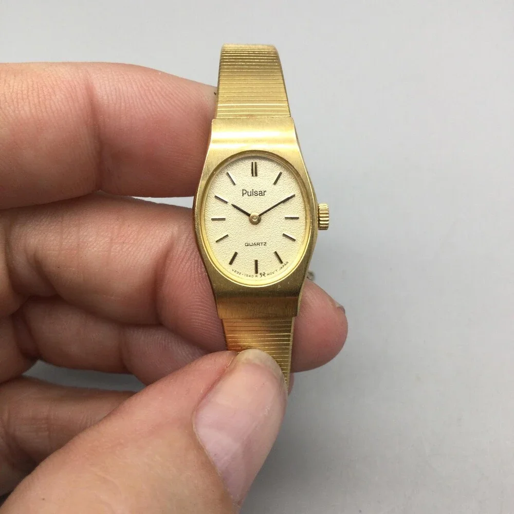 Pulsar Womens Watch 16mm Oval Gold Tone Bracelet Dress V232-5960 New Battery 6